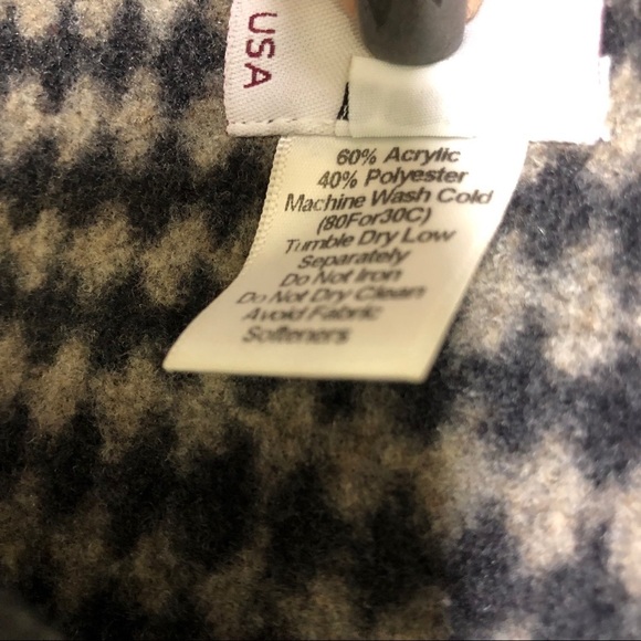 Janska Houndstooth Toggle Jacket Gray Fleece Shacket Pockets Size Large - Picture 7 of 7